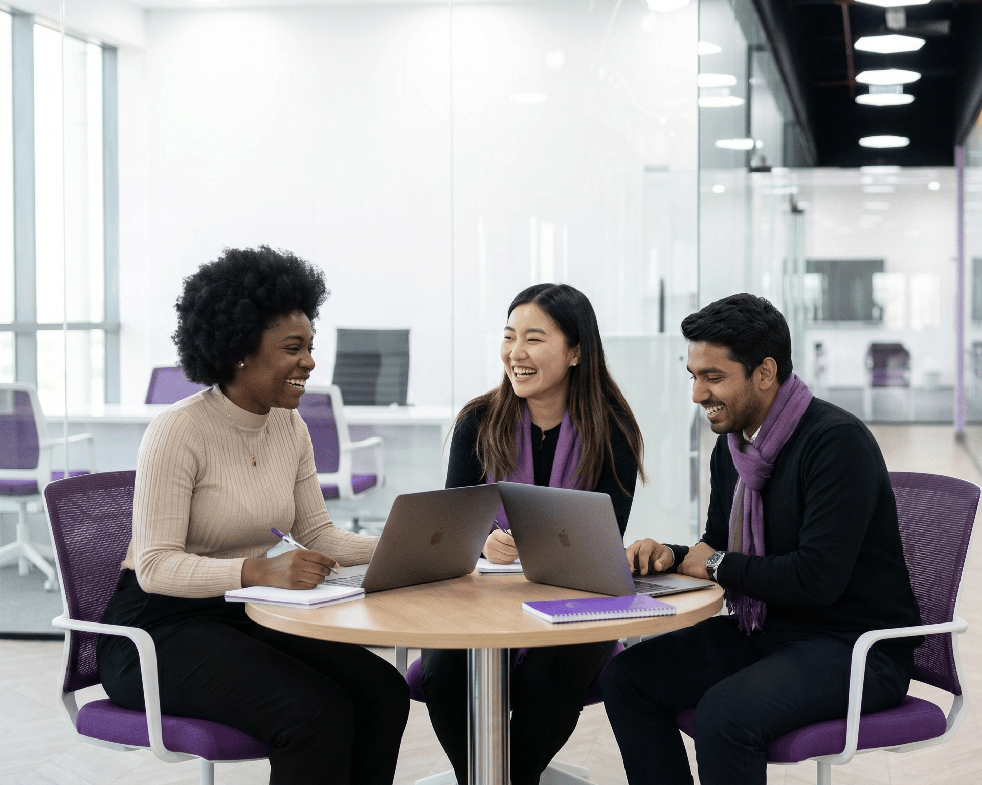 Students collaborating on campus